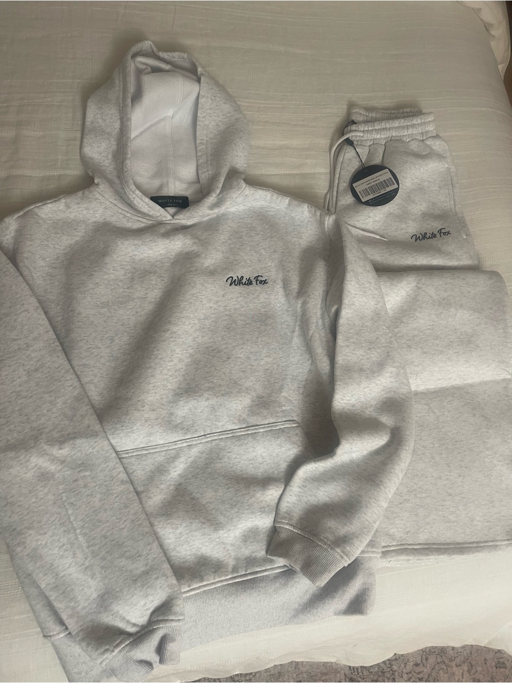 White Fox XS Light Gray Hoodie Sweat Set